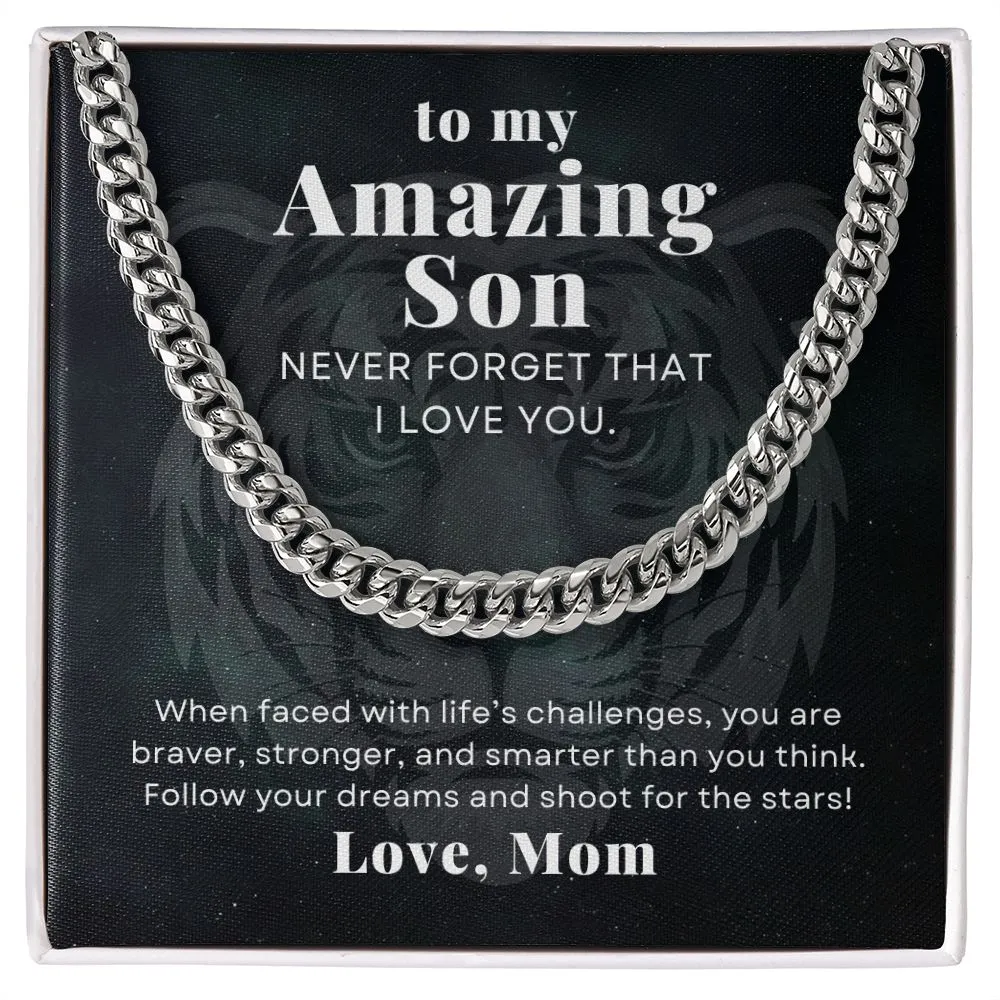 To My Amazing Son Gift From Mom Cuban Chain Necklace