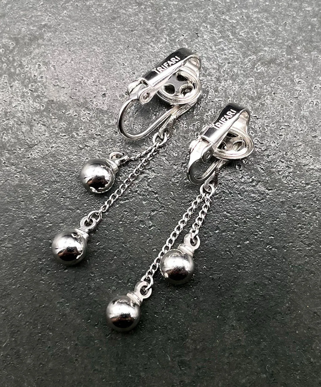 【USA輸入】 ヴィンテージ TRIFARI ボール チェーン イヤリング/Vintage TRIFARI Ball Chain Clip On Earrings