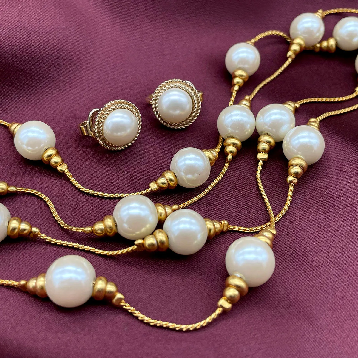 【USA輸入】ヴィンテージ ANNE KLEIN パール ロング ネックレス/Vintage ANNE KLEIN Pearl Long Necklace