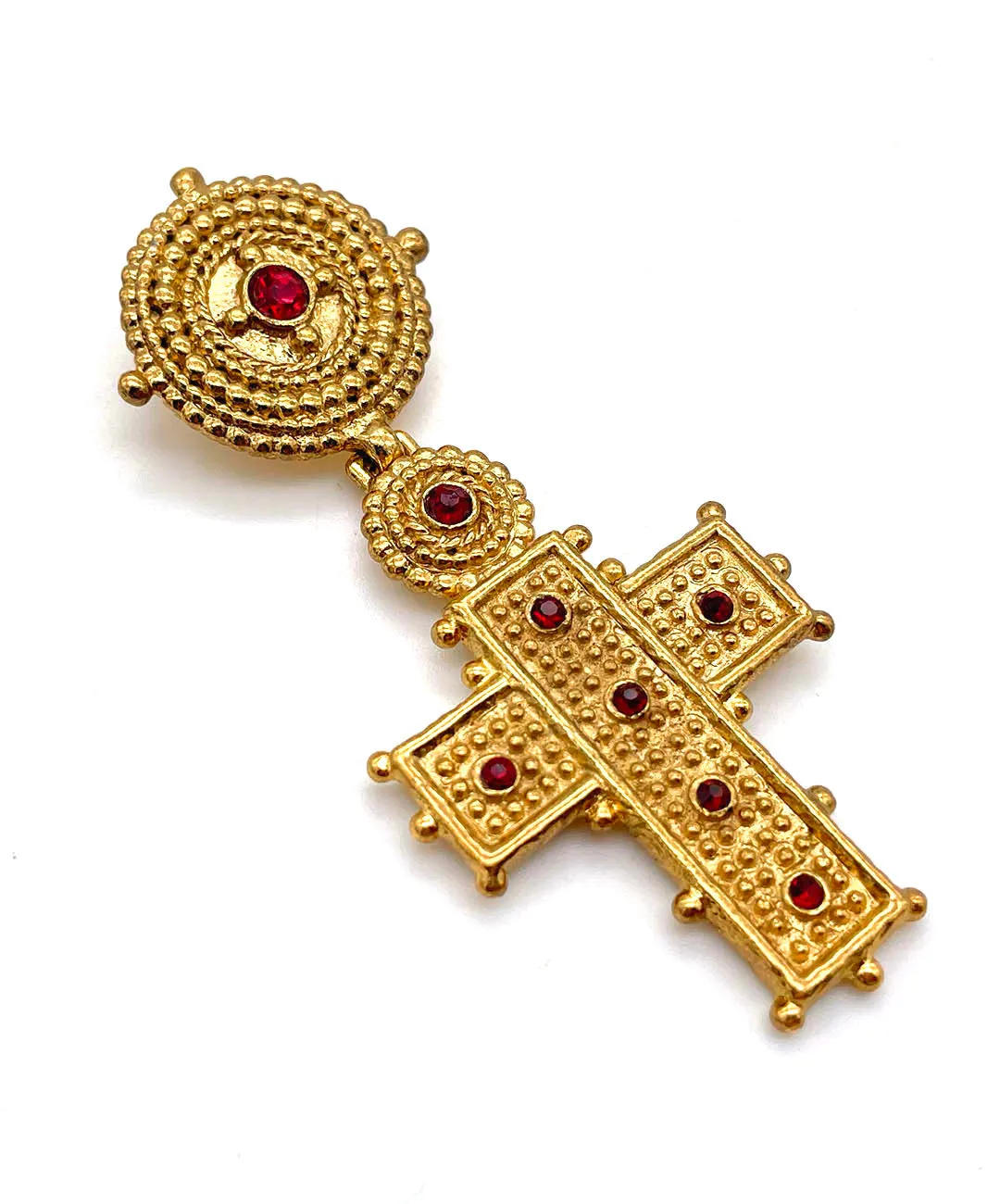 【USA輸入】ヴィンテージ B&W クロス レッド ビジュー ペンダント/Vintage B&W Cross Red Bijou Pendant