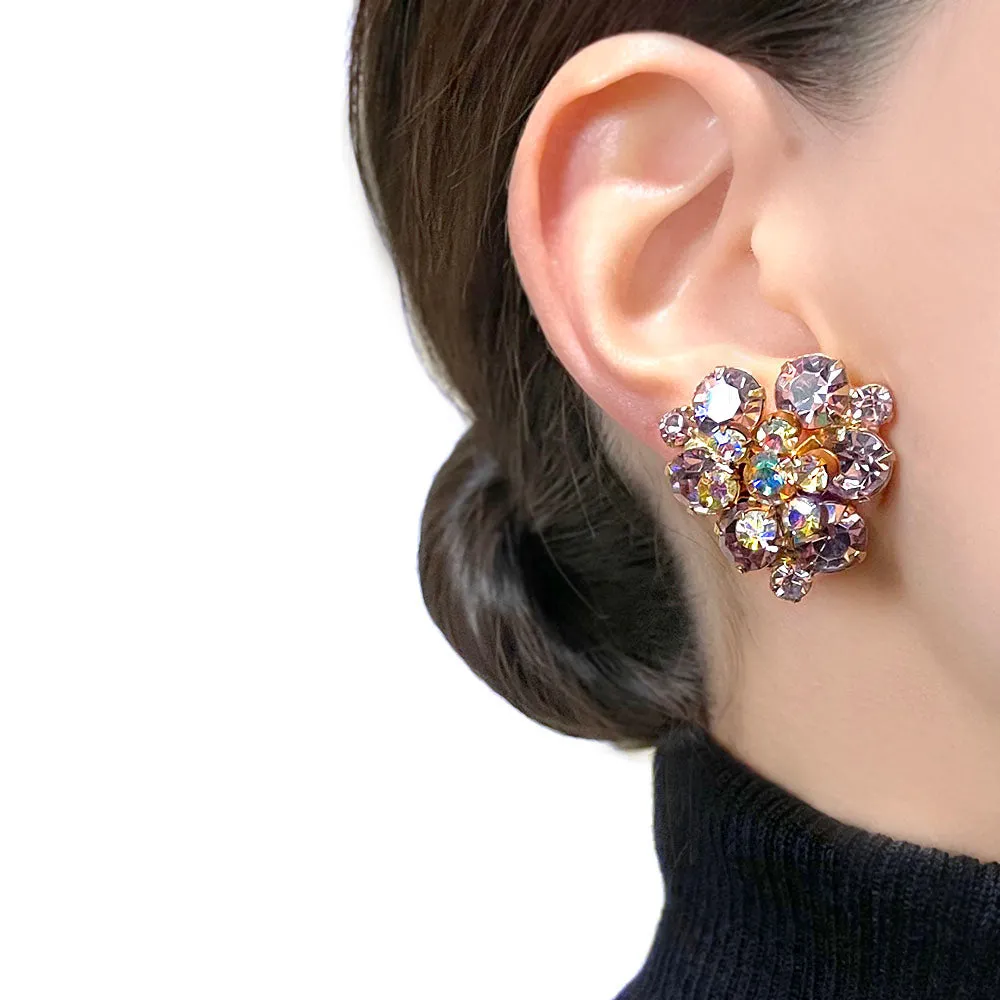 【USA輸入】ヴィンテージ JULIANA ラベンダー オーロラ ビジュー イヤリング/Vintage JULIANA Lavender Aurora Clip On Earrings