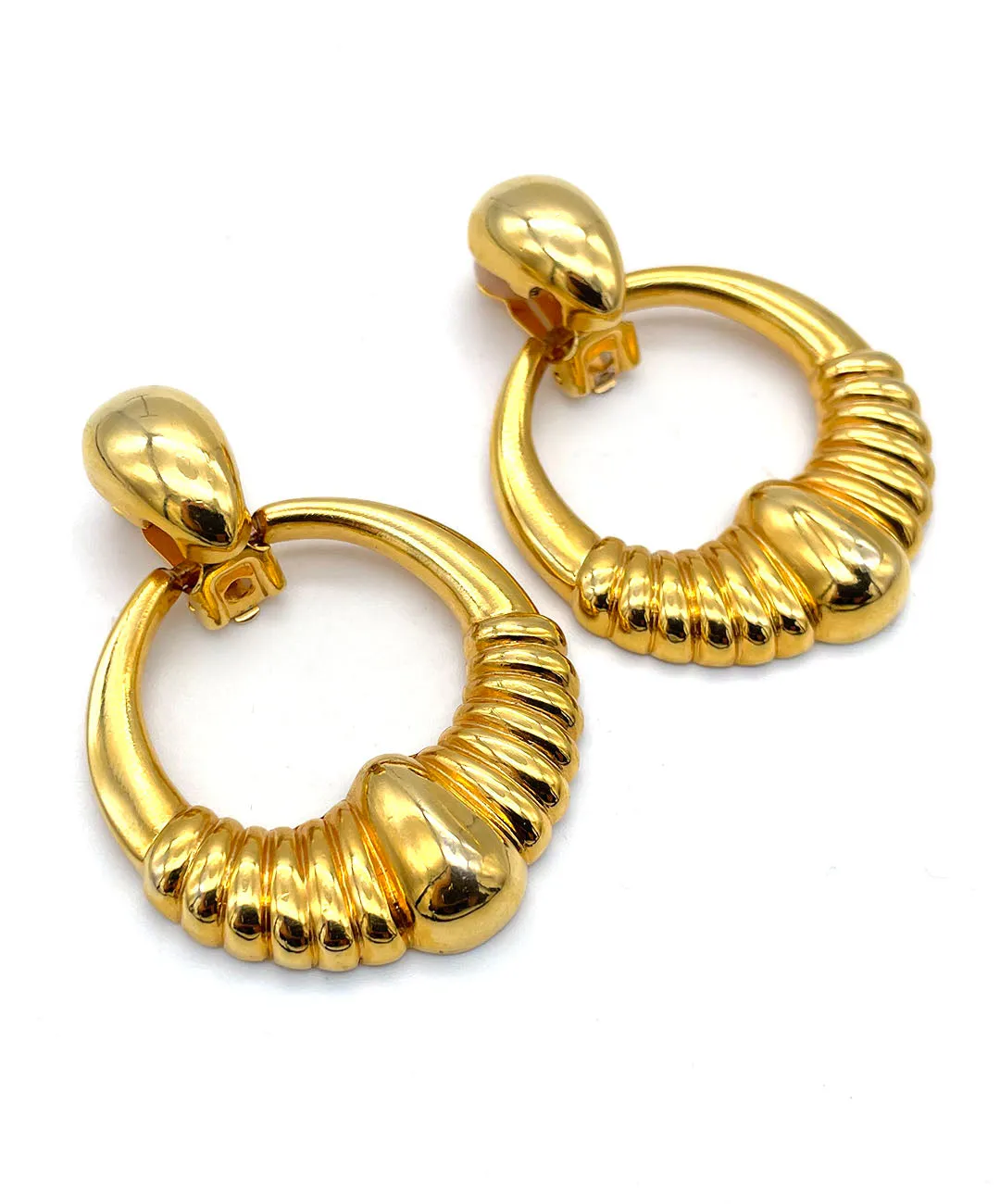 【USA輸入】ヴィンテージ KJL フープ メタル イヤリング/Vintage KJL Hoop Metal Clip On Earrings