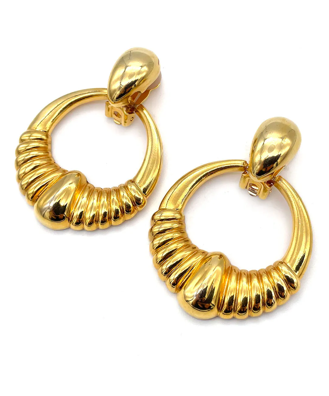 【USA輸入】ヴィンテージ KJL フープ メタル イヤリング/Vintage KJL Hoop Metal Clip On Earrings