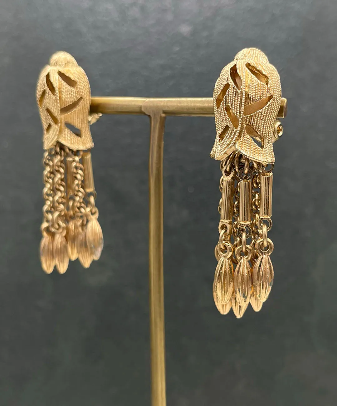 【USA輸入】ヴィンテージ MONET チェーン タッセル イヤリング/Vintage MONET Chain Tassel Clip On Earrings