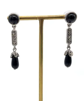 【USA輸入】ヴィンテージ MONET ブラック カボション ピアス/Vintage MONET Black Cabochon Post Earrings