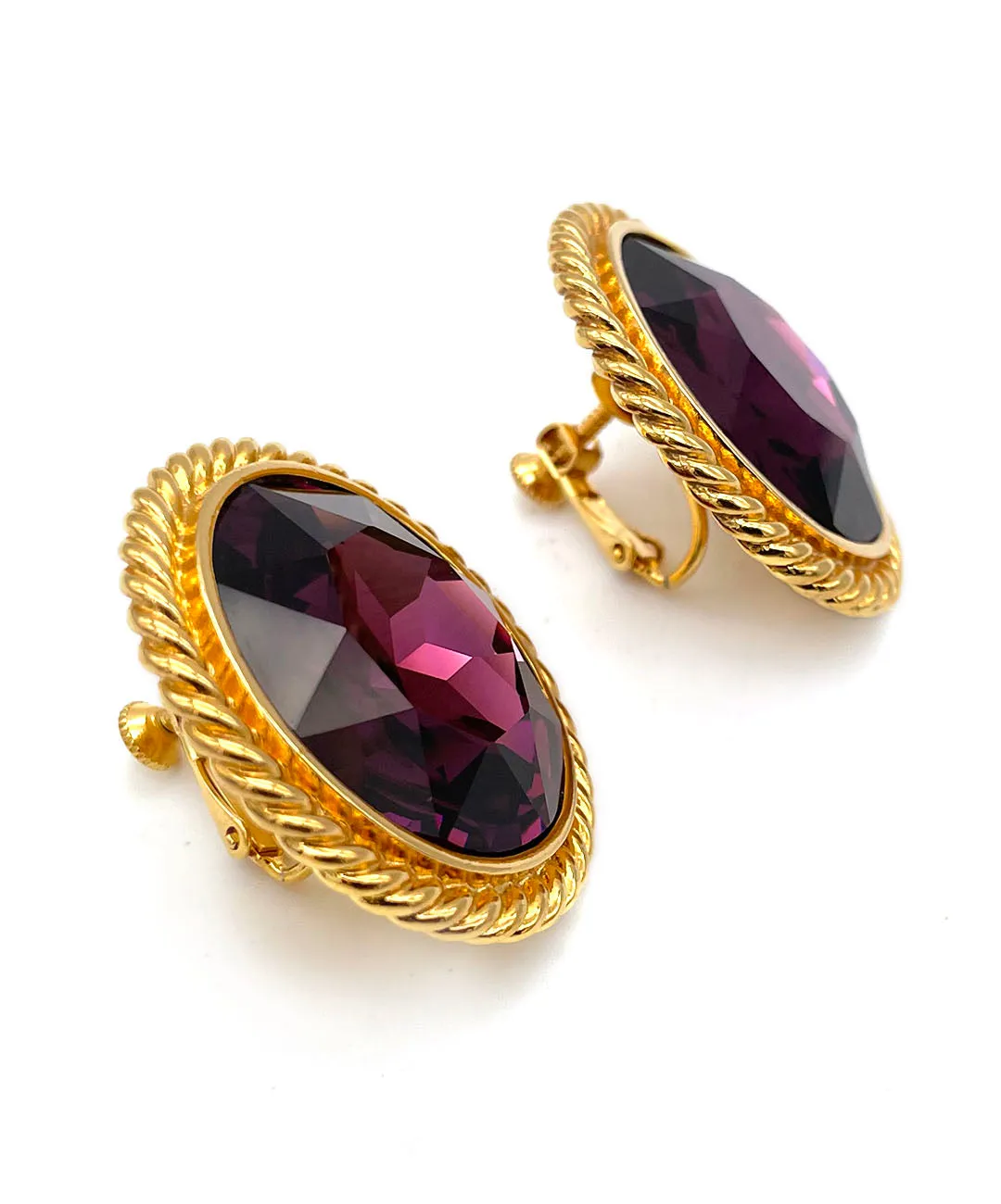 【USA輸入】ヴィンテージ NAPIER アメジスト ビジュー サークル イヤリング/Vintage NAPIER Amethyst Circle Clip On Earrings