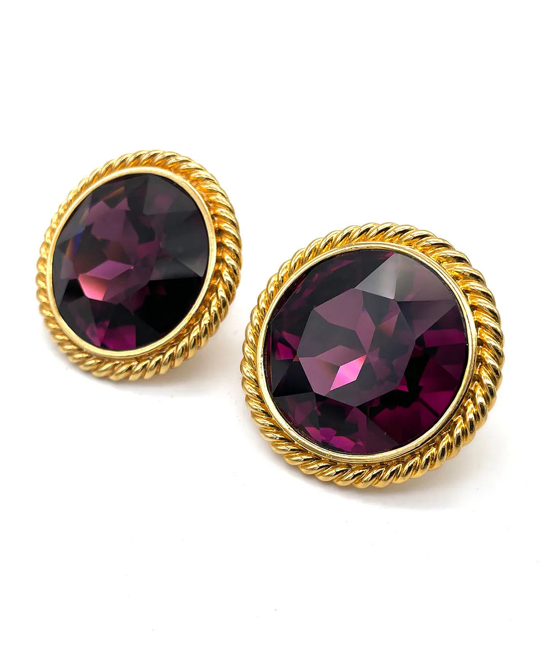 【USA輸入】ヴィンテージ NAPIER アメジスト ビジュー サークル イヤリング/Vintage NAPIER Amethyst Circle Clip On Earrings