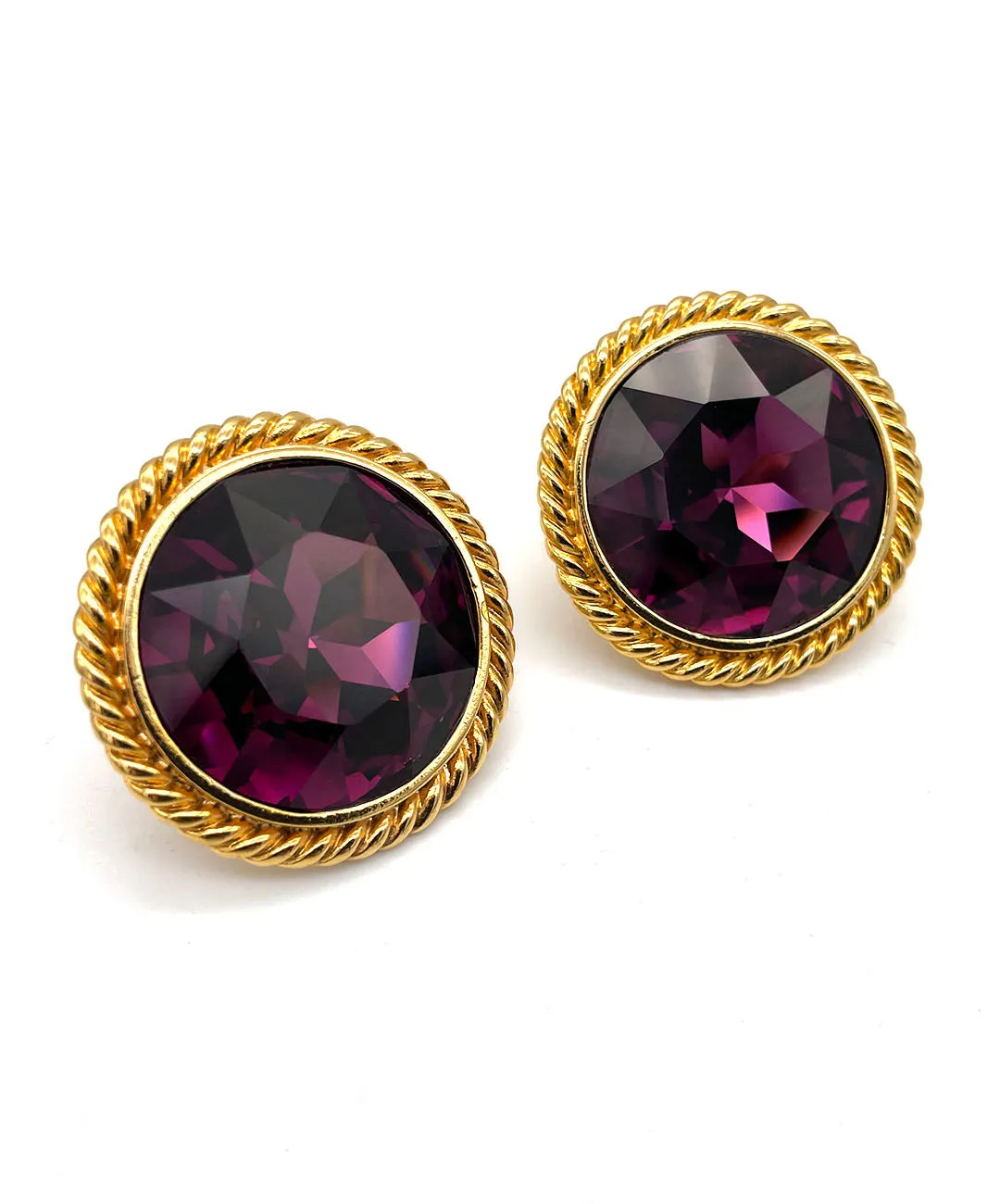 【USA輸入】ヴィンテージ NAPIER アメジスト ビジュー サークル イヤリング/Vintage NAPIER Amethyst Circle Clip On Earrings