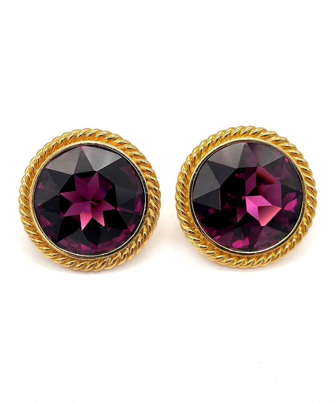 【USA輸入】ヴィンテージ NAPIER アメジスト ビジュー サークル イヤリング/Vintage NAPIER Amethyst Circle Clip On Earrings