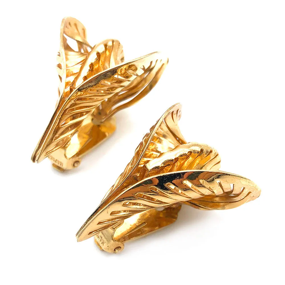 【USA輸入】ヴィンテージ NAPIER リーフ イヤリング/Vintage NAPIER Leaf Clip On Earrings