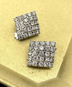 【USA輸入】ヴィンテージ STAR クリアビジュー パヴェ イヤリング/Vintage STAR Clear Bijou Pave Clip On Earrings