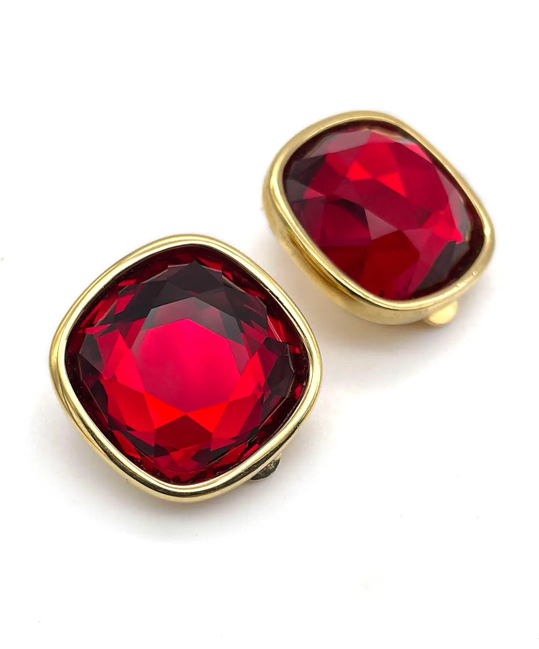 【USA輸入】ヴィンテージ SWAROVSKI レッド ビジュー イヤリング/Vintage SWAROVSKI Red Bijou Clip On Earrings