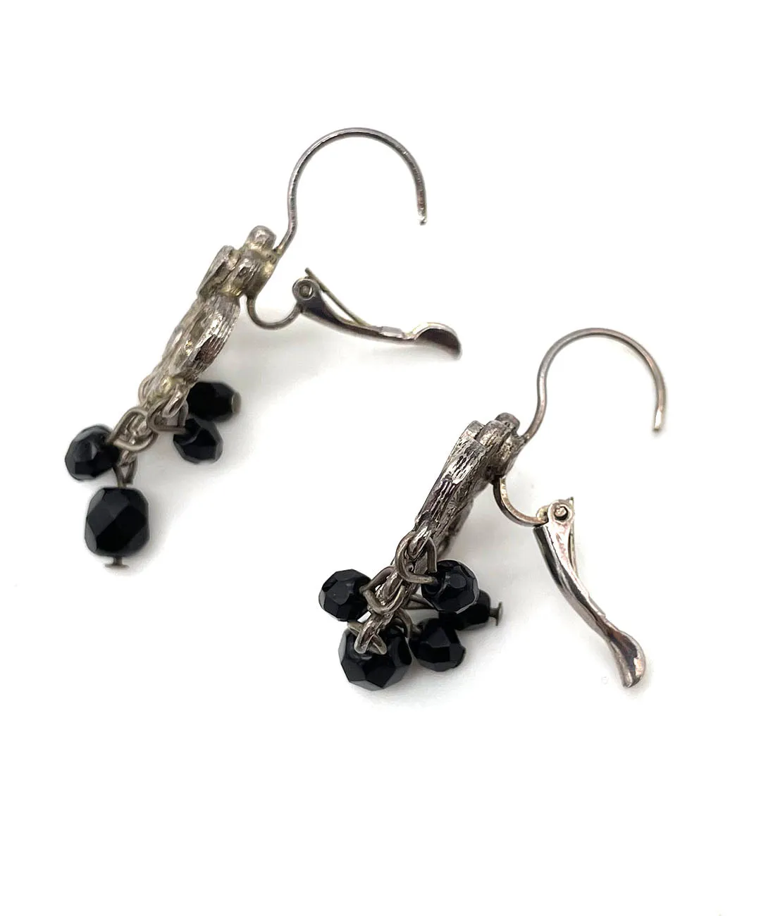 【USA輸入】ヴィンテージ オープンワーク ブラックビジュー ピアス/Vintage Openwork Black Bijou Post Earrings