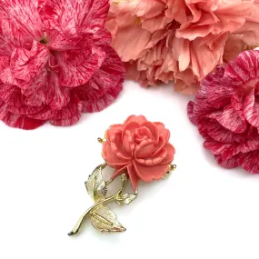 【USA輸入】ヴィンテージ コーラル ローズ ブローチ/Vintage Coral Rose Brooch