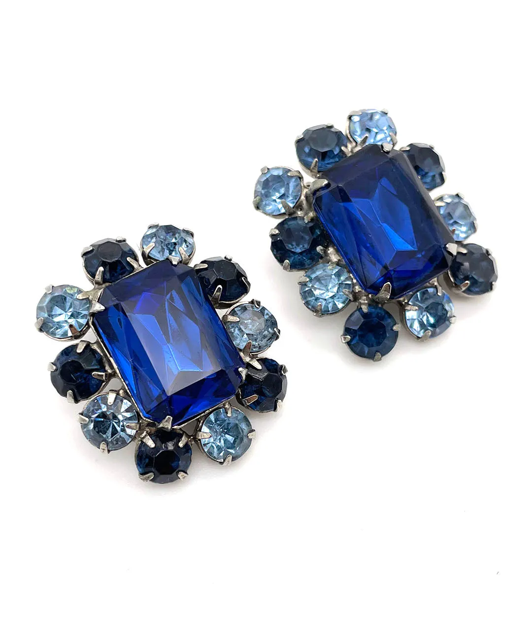 【USA輸入】ヴィンテージ  サファイア アクア ブルー ビジュー イヤリング/Vintage Sapphire Aqua Blue Bijou Clip On Earrings