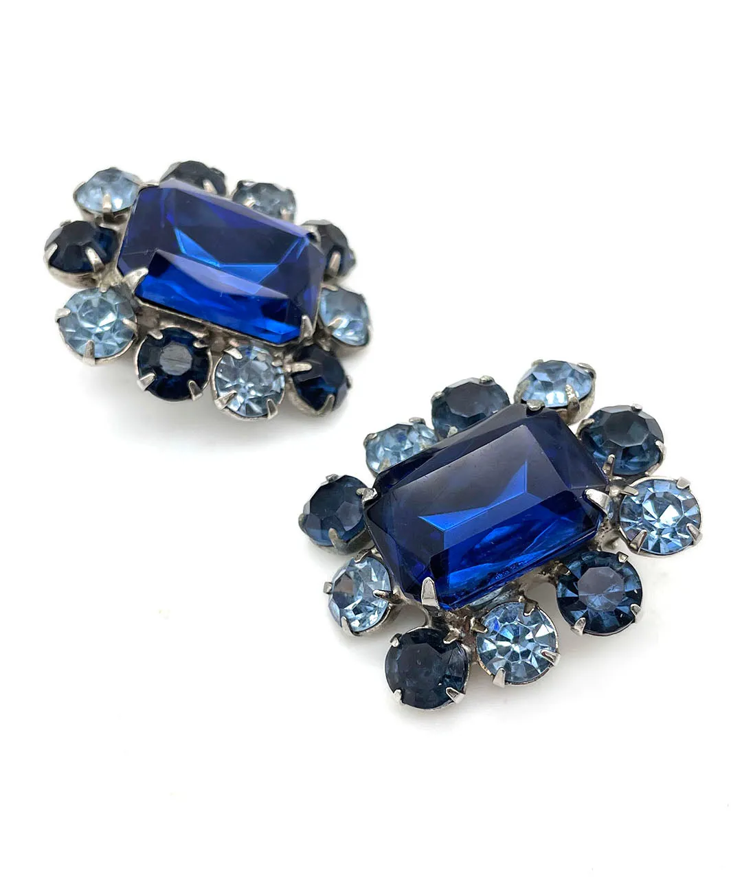 【USA輸入】ヴィンテージ  サファイア アクア ブルー ビジュー イヤリング/Vintage Sapphire Aqua Blue Bijou Clip On Earrings