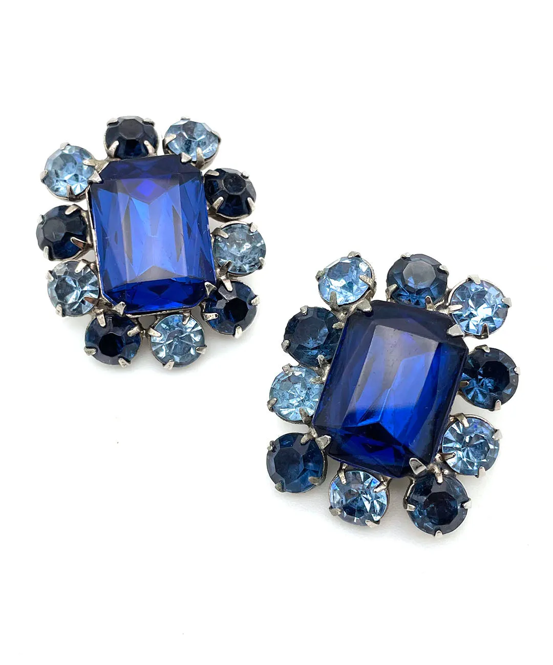 【USA輸入】ヴィンテージ  サファイア アクア ブルー ビジュー イヤリング/Vintage Sapphire Aqua Blue Bijou Clip On Earrings