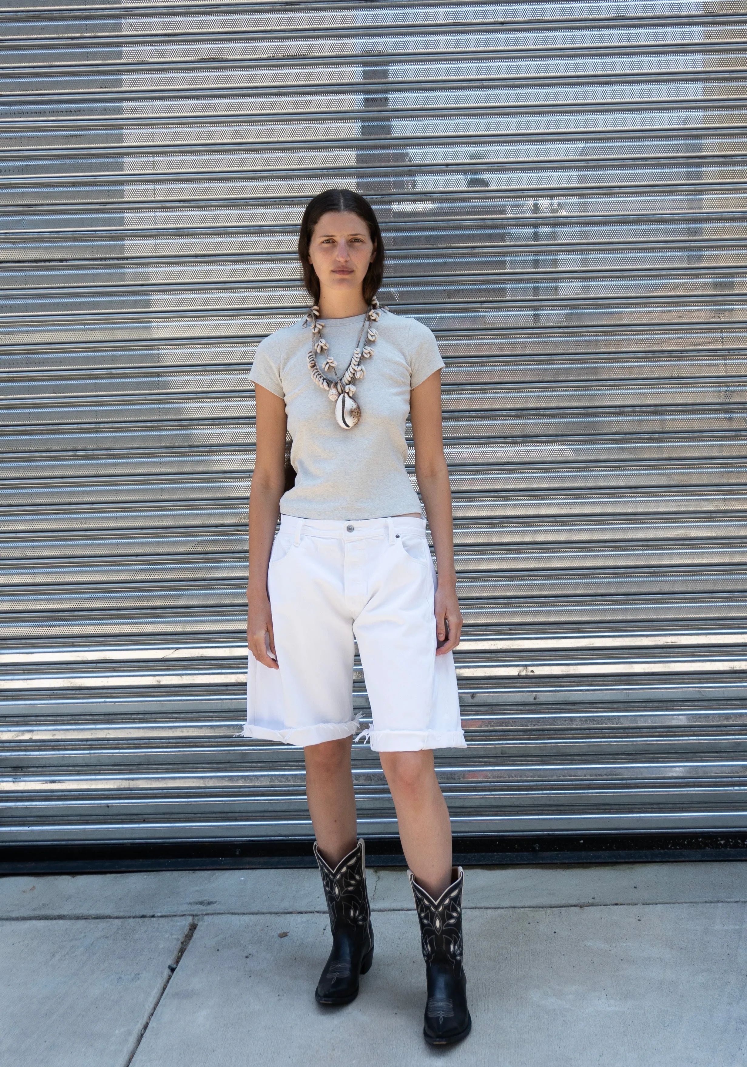 Vintage Lasso Jean Shorts in White