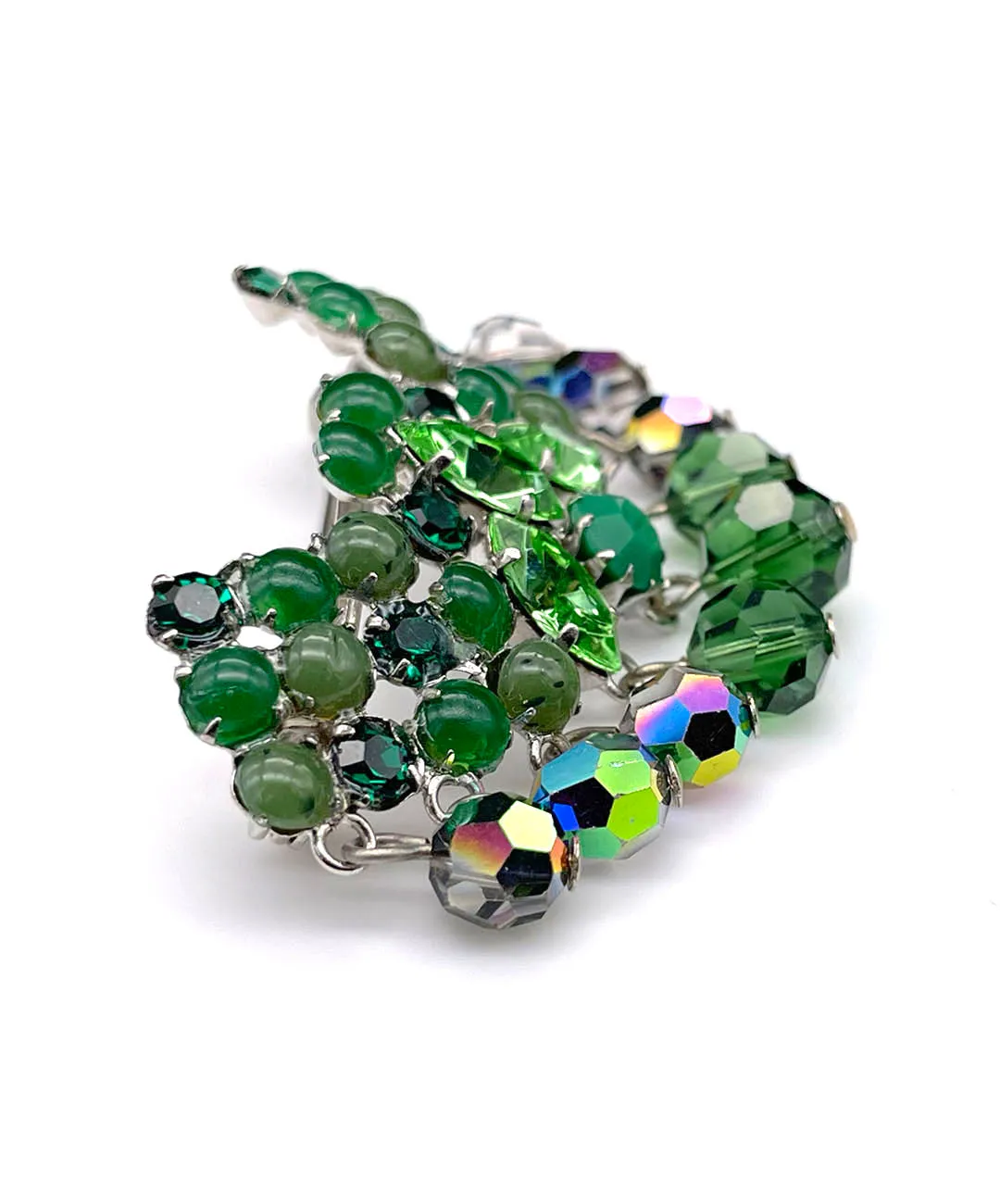 【ドイツ買付】ヴィンテージ SEIBOTH グリーン ガラス ビーズ ブローチ/Vintage SEIBOTH Green Glass Beads Brooch