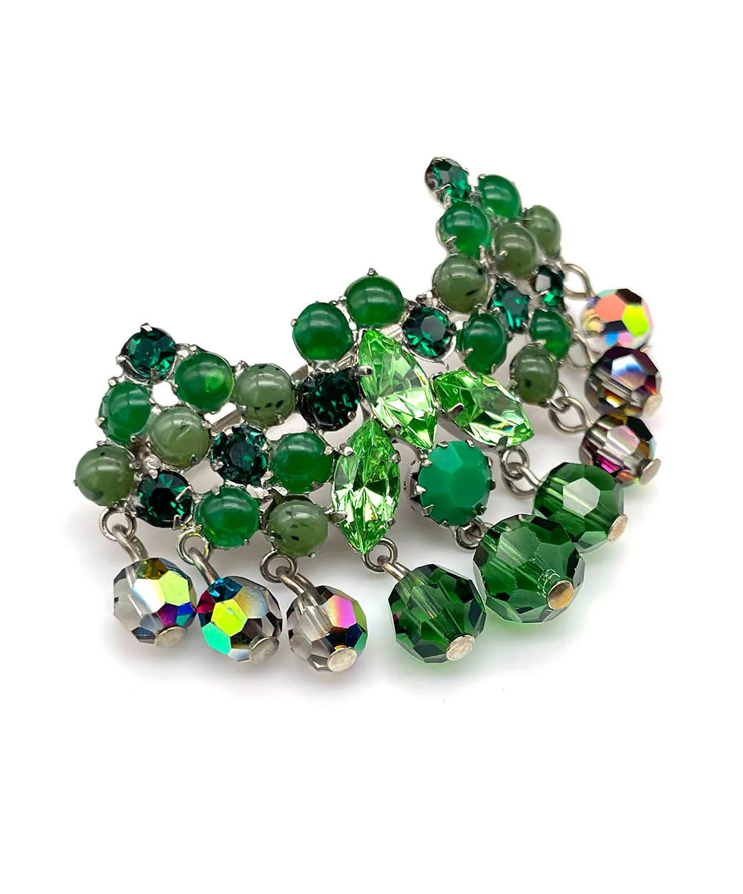 【ドイツ買付】ヴィンテージ SEIBOTH グリーン ガラス ビーズ ブローチ/Vintage SEIBOTH Green Glass Beads Brooch