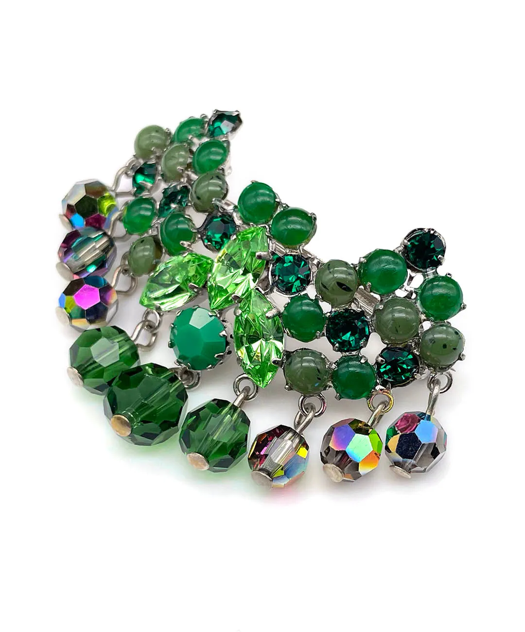 【ドイツ買付】ヴィンテージ SEIBOTH グリーン ガラス ビーズ ブローチ/Vintage SEIBOTH Green Glass Beads Brooch