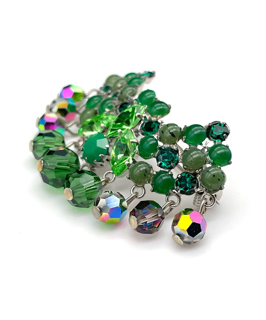 【ドイツ買付】ヴィンテージ SEIBOTH グリーン ガラス ビーズ ブローチ/Vintage SEIBOTH Green Glass Beads Brooch