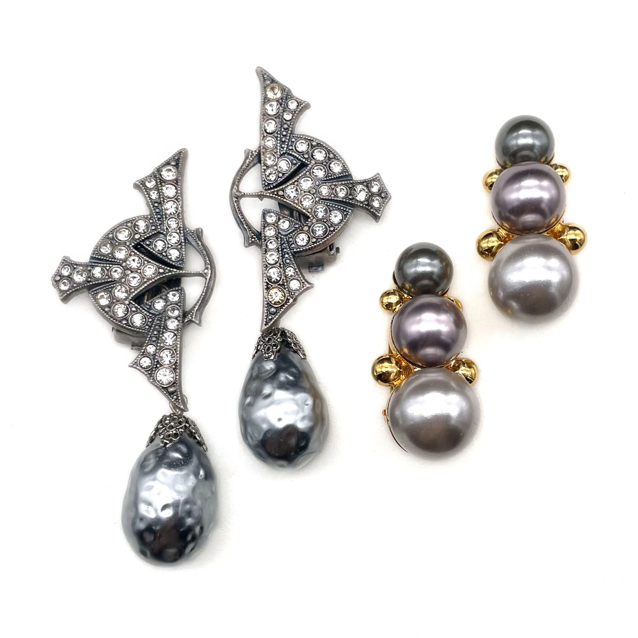 【ドイツ買付】ヴィンテージ SEIBOTH グレー パール イヤリング/Vintage SEIBOTH Gray Pearl Clip On Earrings