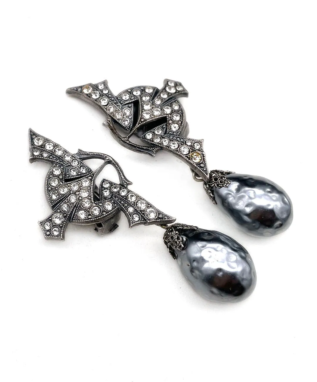 【ドイツ買付】ヴィンテージ SEIBOTH グレー パール イヤリング/Vintage SEIBOTH Gray Pearl Clip On Earrings