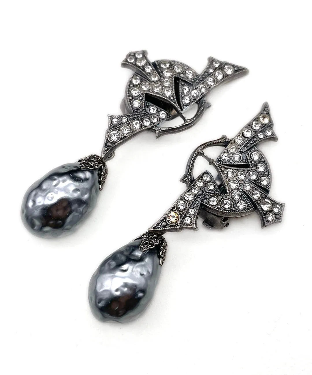 【ドイツ買付】ヴィンテージ SEIBOTH グレー パール イヤリング/Vintage SEIBOTH Gray Pearl Clip On Earrings