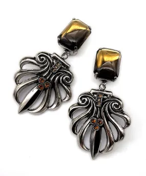 【ドイツ買付】ヴィンテージ SEIBOTH スモーキーブラウン ビジュー イヤリング/Vintage SEIBOTH Brown Bijou Clip On Earrings