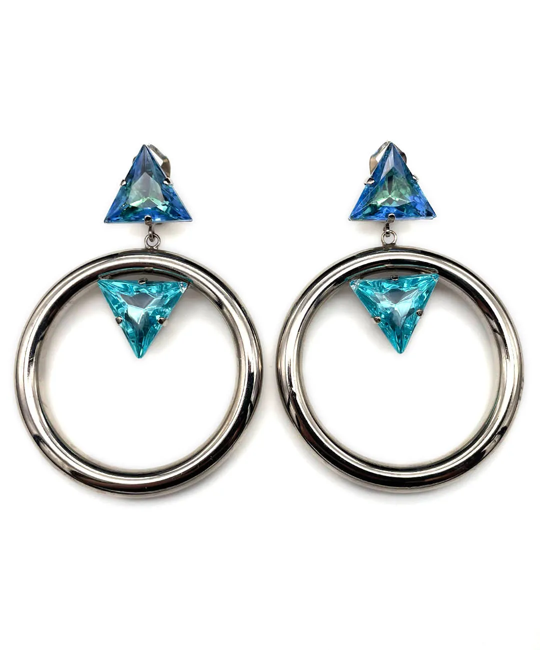 【ドイツ買付】ヴィンテージ SEIBOTH トライアングル ガラス フープ イヤリング/Vintage SEIBOTH Triangle Glass Hoop Clip On Earrings