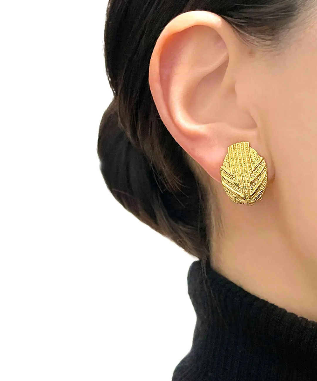 【フランス輸入】ヴィンテージ SPHINX アブストラクト メタル イヤリング/Vintage SPHINX Abstract Metal Clip On Earrings